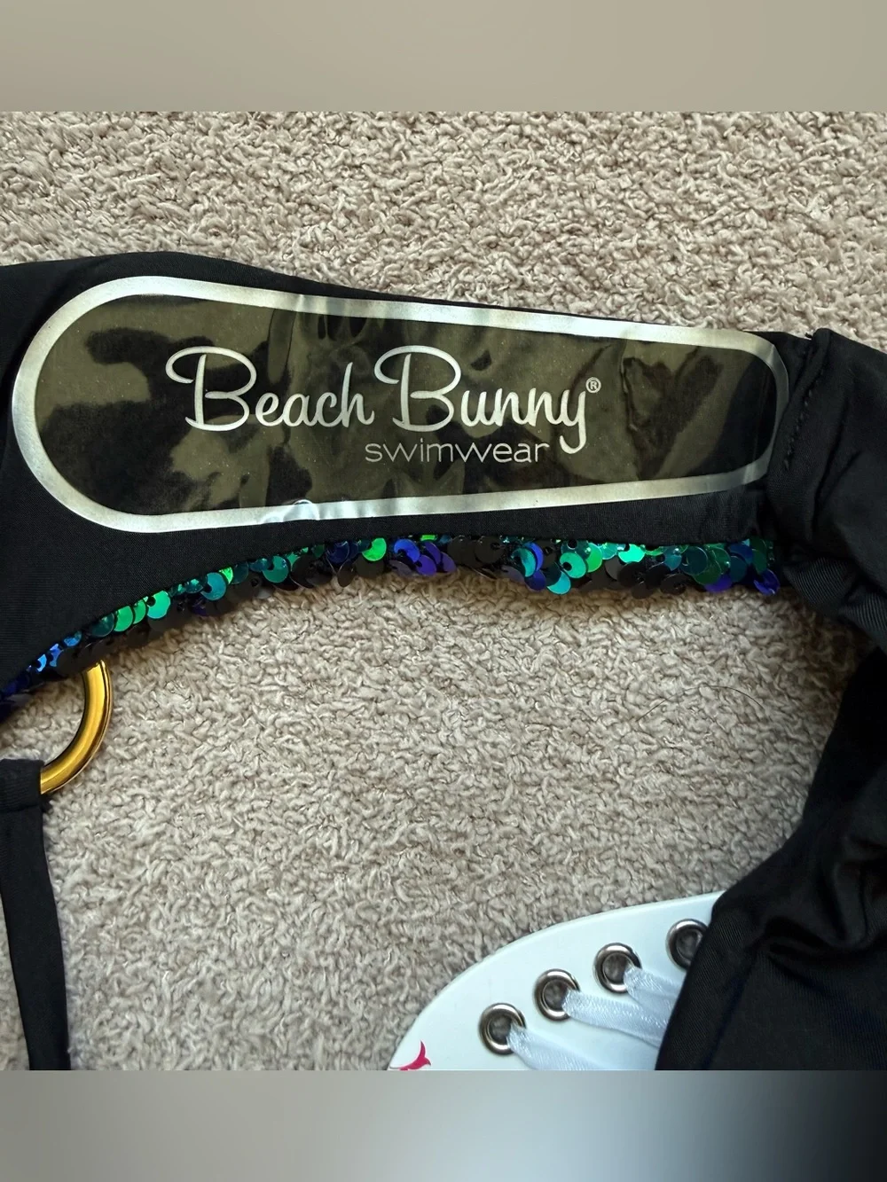 NEW - BEACH BUNNY x REVOLVE - Ariel Tie Side Skimpy - MERMAID BLUE/GREEN OMBRE - Picture 11 of 12